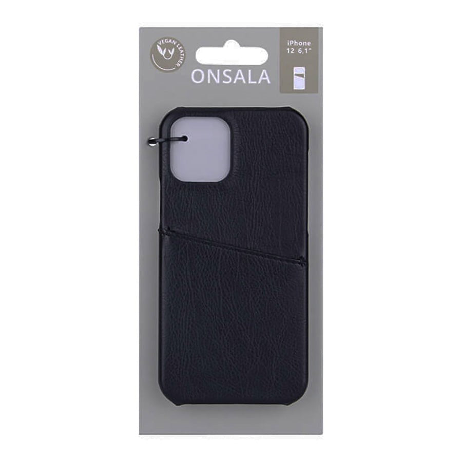 iPhone 12 Pro / 12 Onsala Collection Skinndeksel med Kortlomme - Svart