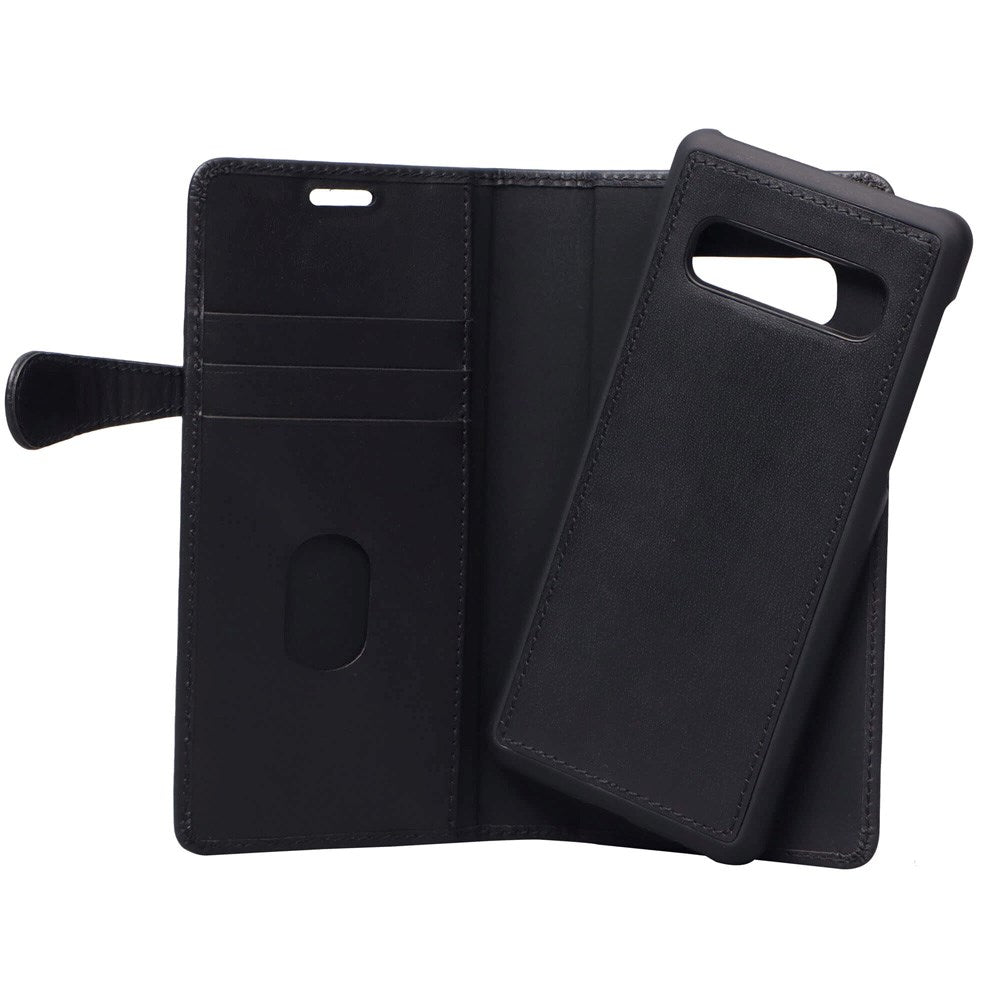 Samsung Galaxy S10+ (Plus) Buffalo 2-i-1 Ekte Skinn Flip Deksel - Svart