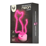 Forever Light Neon Dekorasjon med Fot LED - Rosa Lys m. Kat
