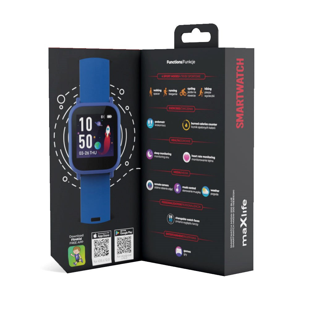 Maxlife MXSW-200 Smartwatch m. Pulsmåler & Vanntett - Blå