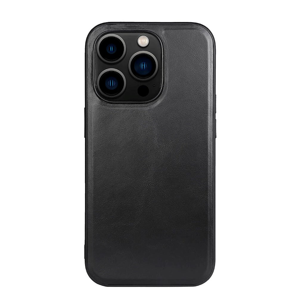 iPhone 14 Pro Buffalo Ekte Skinn Deksel - MagSafe Kompatibel - Svart
