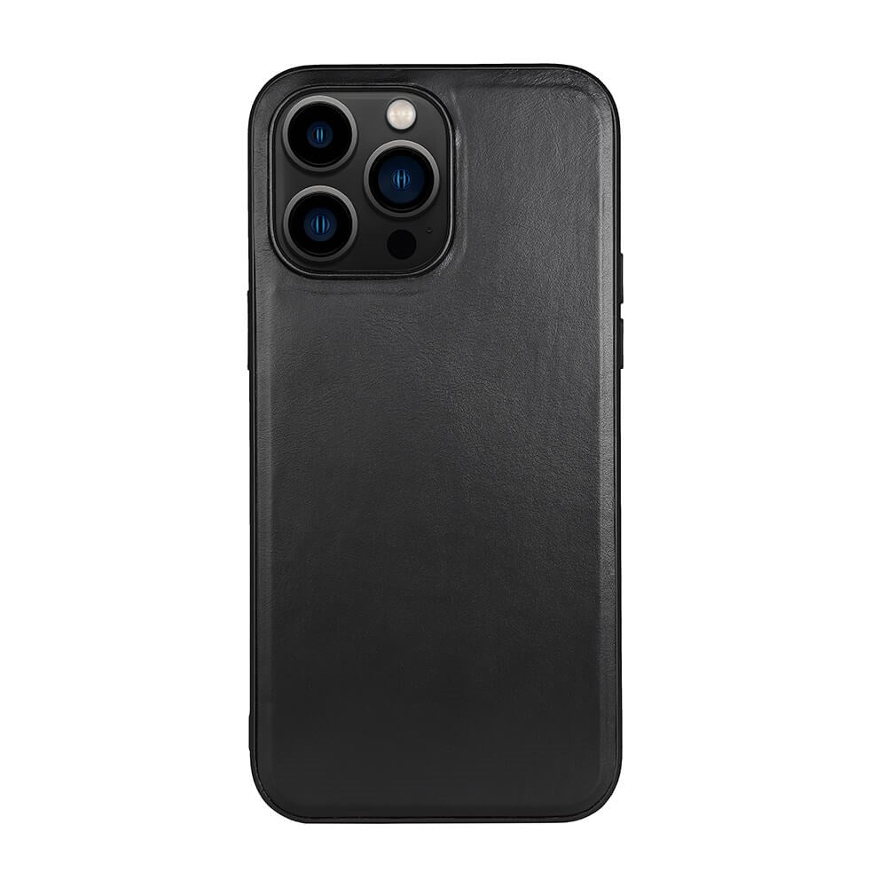 iPhone 14 Pro Max Buffalo Ekte Skinn Deksel - MagSafe Kompatibel - Svart