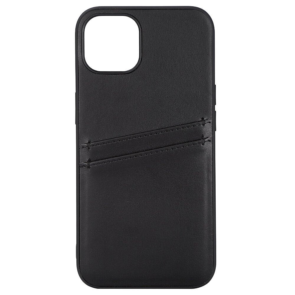 iPhone 13 Buffalo Ekte Skinn Deksel med Kortlomme - Svart