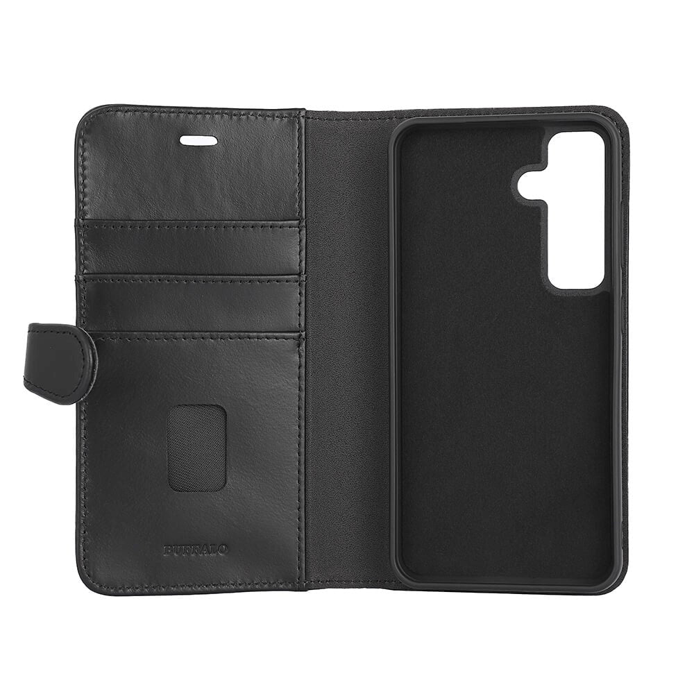 Samsung Galaxy S24 Buffalo 2-i-1 Magnet Flip-Deksel i Ekte Skinn med Lommebok - Svart