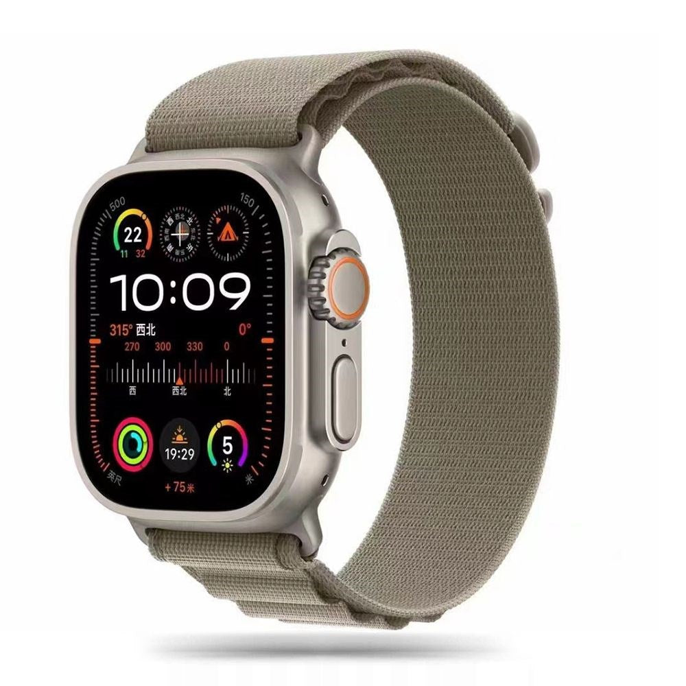 Apple Watch (44/SE/45/46/49mm) Tech-Protect Nylon Pro Klokkerem - Beige/ Olivengrønn