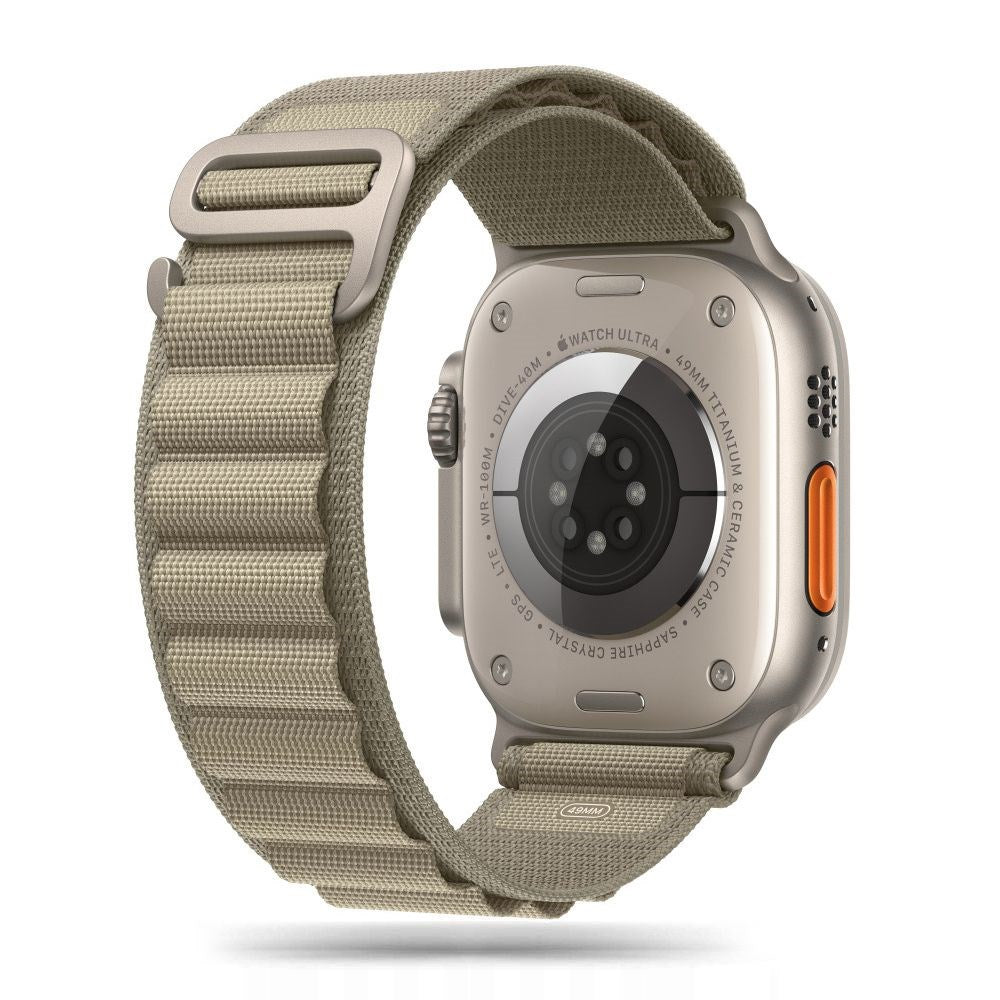 Apple Watch (44/SE/45/46/49mm) Tech-Protect Nylon Pro Klokkerem - Beige/ Olivengrønn