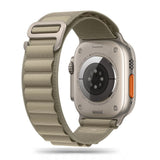 Apple Watch (44/SE/45/46/49mm) Tech-Protect Nylon Pro Klokkerem - Beige/ Olivengrønn