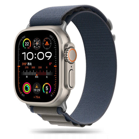 Apple Watch (44/SE/45/46/49mm) Tech-Protect Nylon Pro Klokkerem - Mørk Blå / Grå