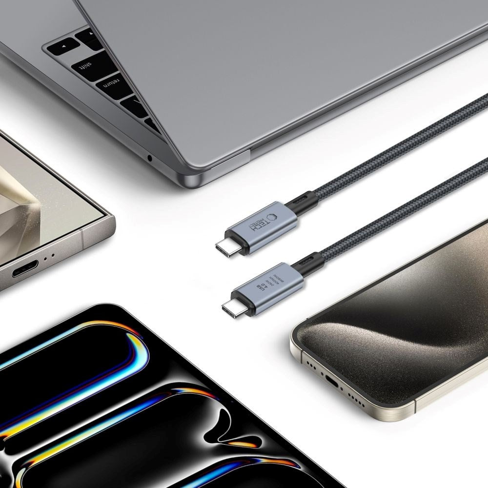 Tech-Protect Ultraboost 8K 40GBPS USB-C til USB-C Kabel PD 240W 2m - Svart