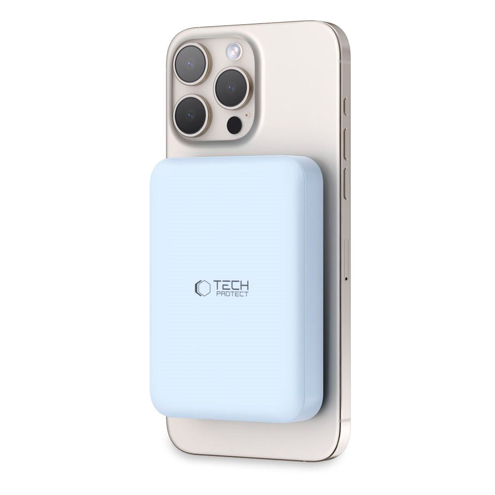 Tech-Protect LifeMag Trådløs Powerbank 10000 mAh - MagSafe Kompatibel - Blå