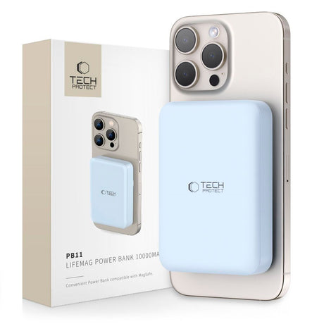 Tech-Protect LifeMag Trådløs Powerbank 10000 mAh - MagSafe Kompatibel - Blå