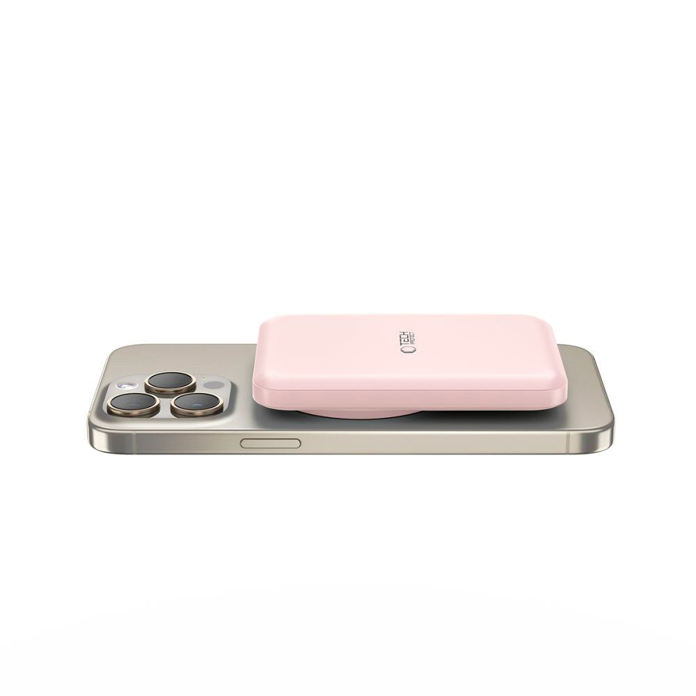 Tech-Protect LifeMag Trådløs Powerbank 5000 mAh - MagSafe Kompatibel - Rosa