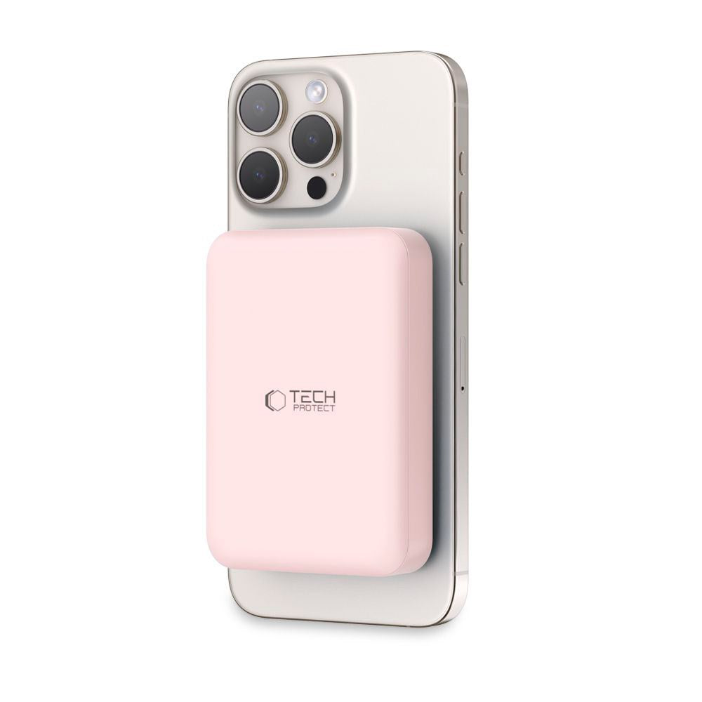 Tech-Protect LifeMag Trådløs Powerbank 10000 mAh - MagSafe Kompatibel - Rosa