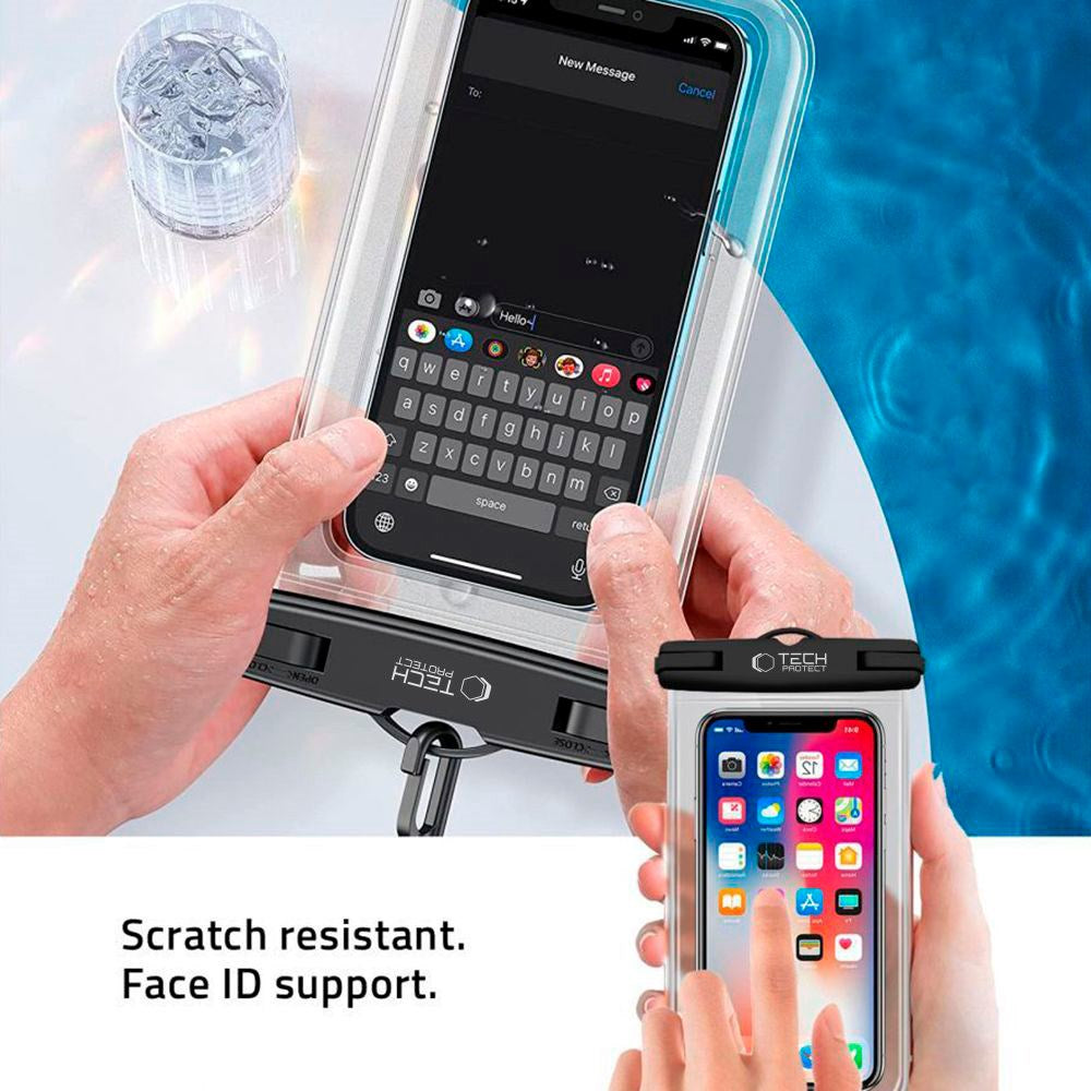 Tech-Protect Universal Vanntett Case Etui - Svart / Gjennomsiktig  (Maks. Mobil: 175 x 100 mm)