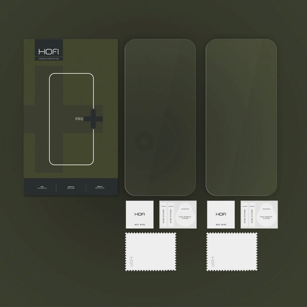 iPhone 17 Pro Max / 16 Pro Max Hofi Glass Pro+ Skjermbeskytter - 2 Stk. - Case Friendly - Gjennomsiktig