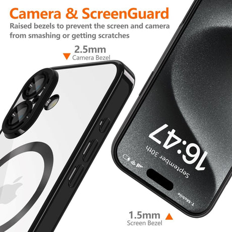 iPhone 16 Tech-Protect Magmat Deksel - MagSafe Kompatibel - Gjennomsiktig / Glanset Svart