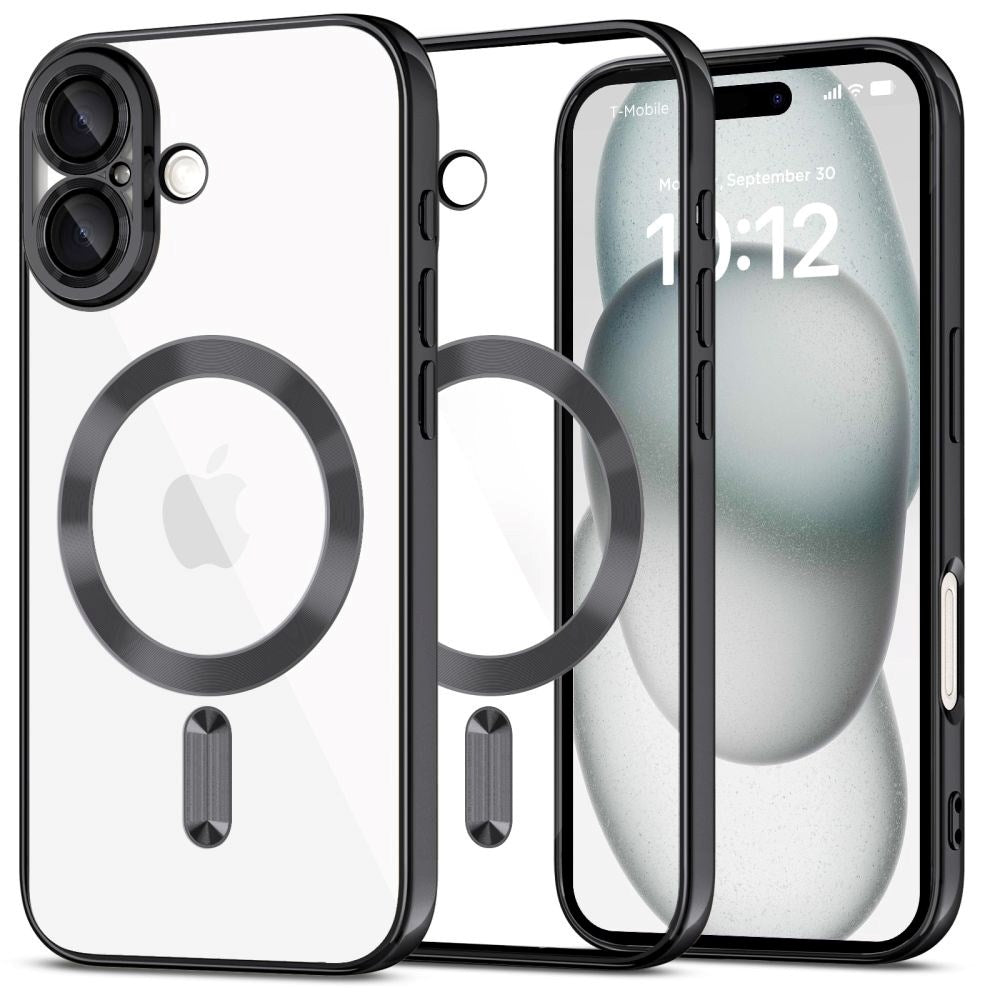 iPhone 16 Tech-Protect Magmat Deksel - MagSafe Kompatibel - Gjennomsiktig / Glanset Svart