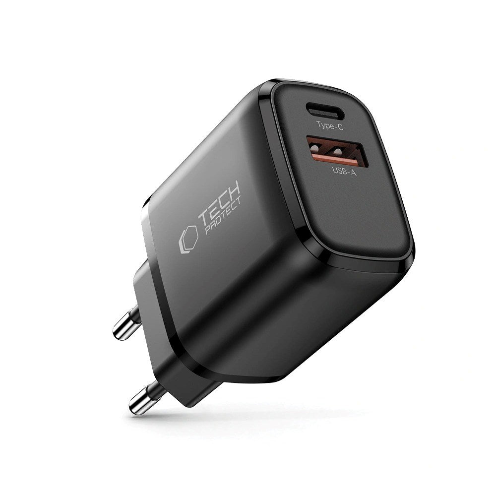 Tech-Protect NCA30 Vegglader med 30W - 1 x USB-A & 1 x USB-C - Svart
