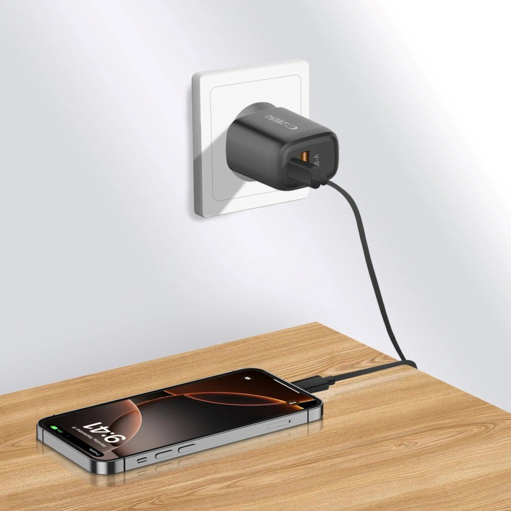 Tech-Protect NCA30 Vegglader med 30W - 1 x USB-A & 1 x USB-C - Svart
