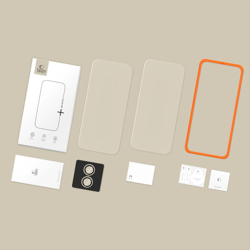 iPhone 17 Tech-Protect Easy Set+ Beskyttelsessett m. Skjermbeskyttelsesglass & Kameralinsebeskyttelsesglass - Gjennomsiktig