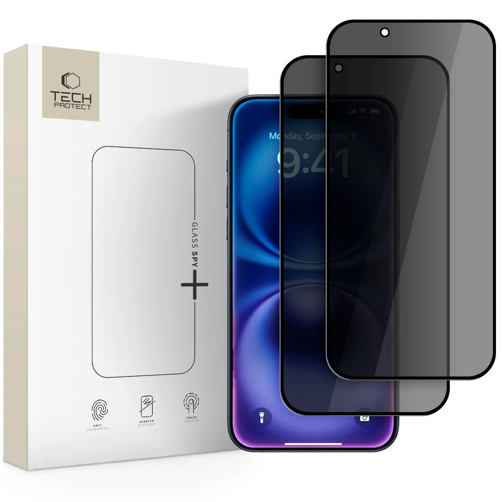 iPhone Air Tech-Protect Glass Spy+ Skjermbeskyttelsesglass - Privacy Funksjon - 2 stk - Gjennomsiktig