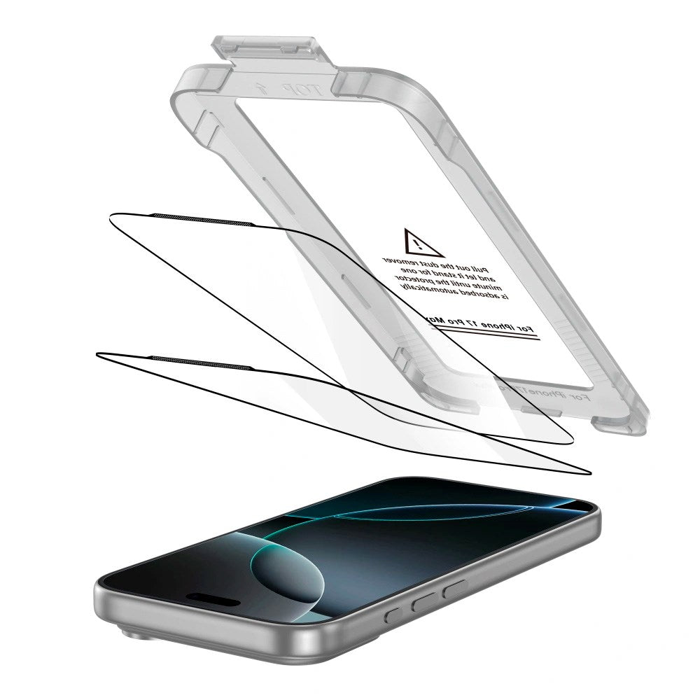 iPhone 17 Pro Max Tech-Protect Quick Set+ Skjermbeskyttelsesglass - 2 stk - Gjennomsiktig / Svart Kant