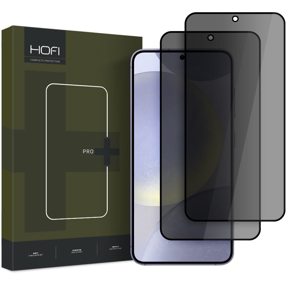 Samsung Galaxy S25 Hofi Glass Pro+ Skjermbeskyttelse med Privacy - Case Friendly - 2-Pak - Svart Kant