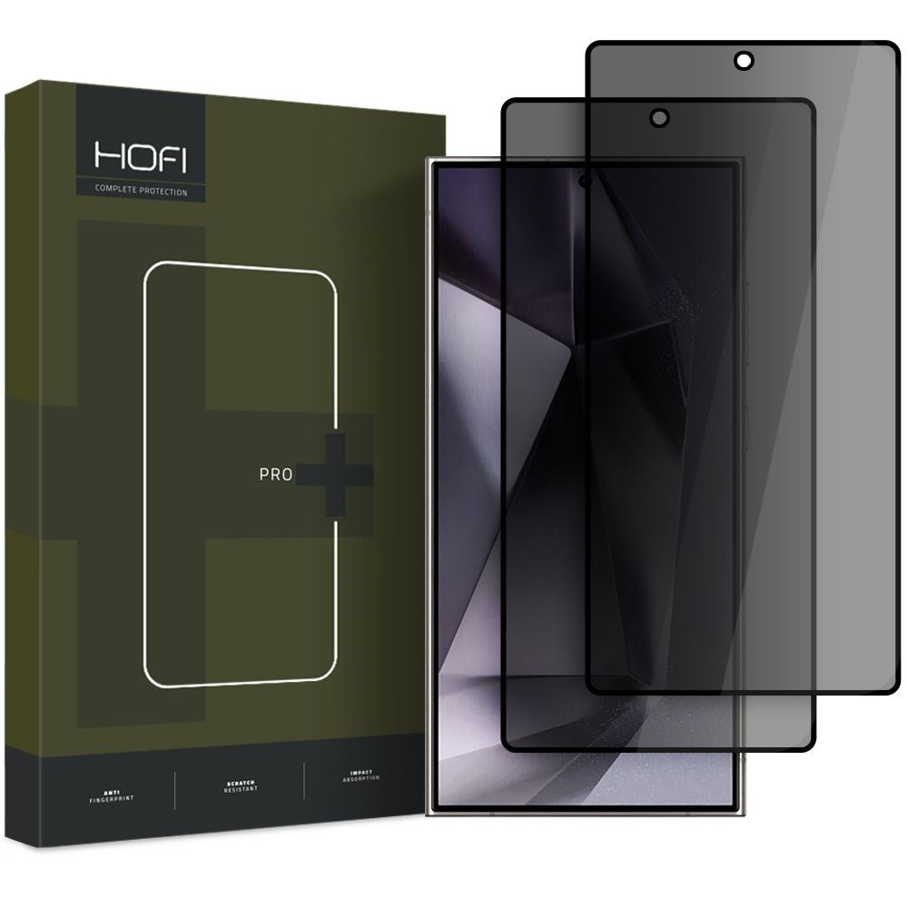Samsung Galaxy S25 Ultra Hofi Glass Pro+ Skjermbeskyttelse med Privacy - Case Friendly - 2-Pak - Svart Kant