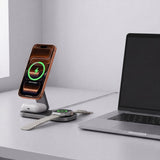 Tech-Protect A52 3-i-1 25W Trådløs Lader til Smarttelefon + Smartklokke + Øretelefoner - MagSafe / Qi2 Kompatibel - Mørkegrå
