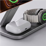 Tech-Protect A52 3-i-1 25W Trådløs Lader til Smarttelefon + Smartklokke + Øretelefoner - MagSafe / Qi2 Kompatibel - Mørkegrå
