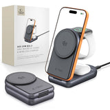 Tech-Protect A53 3-i-1 25W Trådløs Lader: Smarttelefon & Smartklokke & Øretelefoner - MagSafe / Qi2 Kompatibel - Mørkegrå