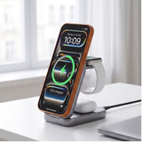 Tech-Protect A53 3-i-1 25W Trådløs Lader: Smarttelefon & Smartklokke & Øretelefoner - MagSafe / Qi2 Kompatibel - Mørkegrå