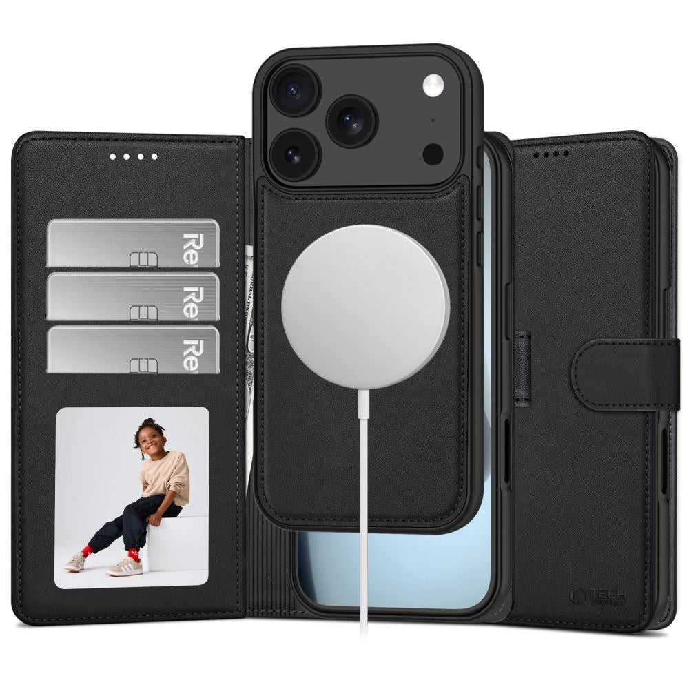 iPhone 18 Pro Max / 17 Pro Max Tech-Protect Wallet Flip Deksel - MagSafe Kompatibel - Svart