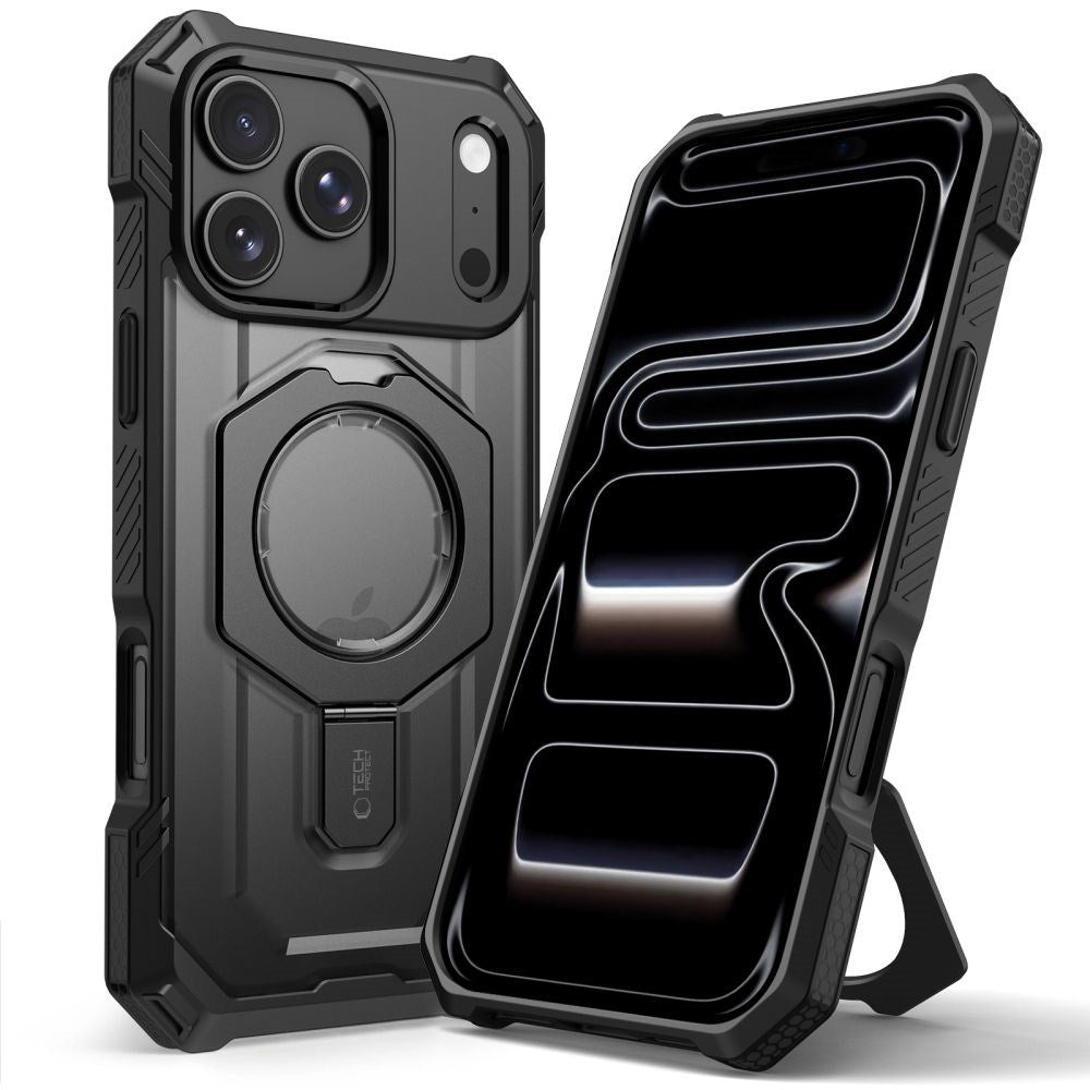 iPhone 18 Pro Max / 17 Pro Max Tech-Protect MagForce Deksel med Stativfunksjon - MagSafe Kompatibel - Svart