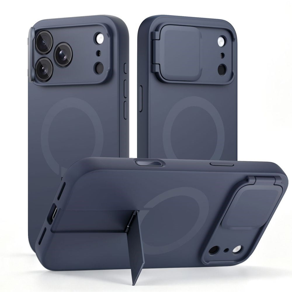 iPhone 18 Pro Max / 17 Pro Max Tech-Protect Kevlar Aura Deksel m. Kickstand og Cam Slider - MagSafe Kompatibel - Blå