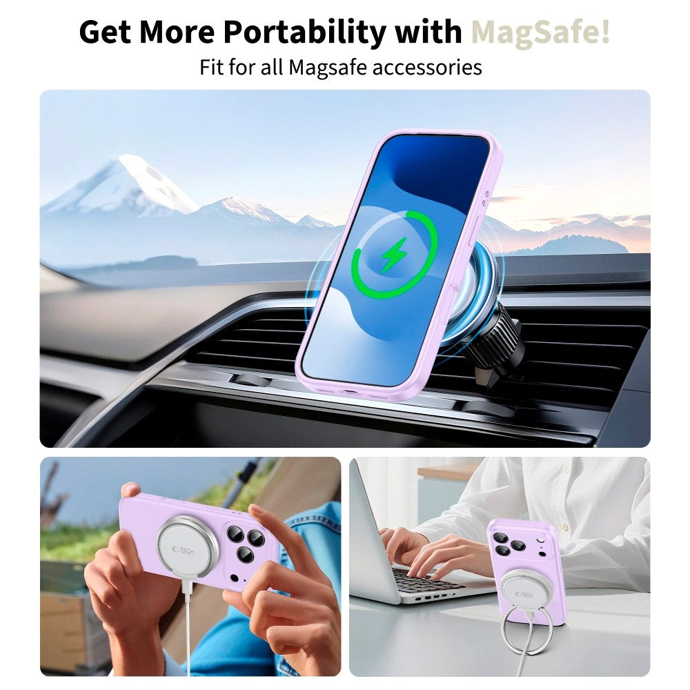 iPhone 17 Pro Tech-Protect Silicone Deksel - MagSafe Kompatibel - Lilla