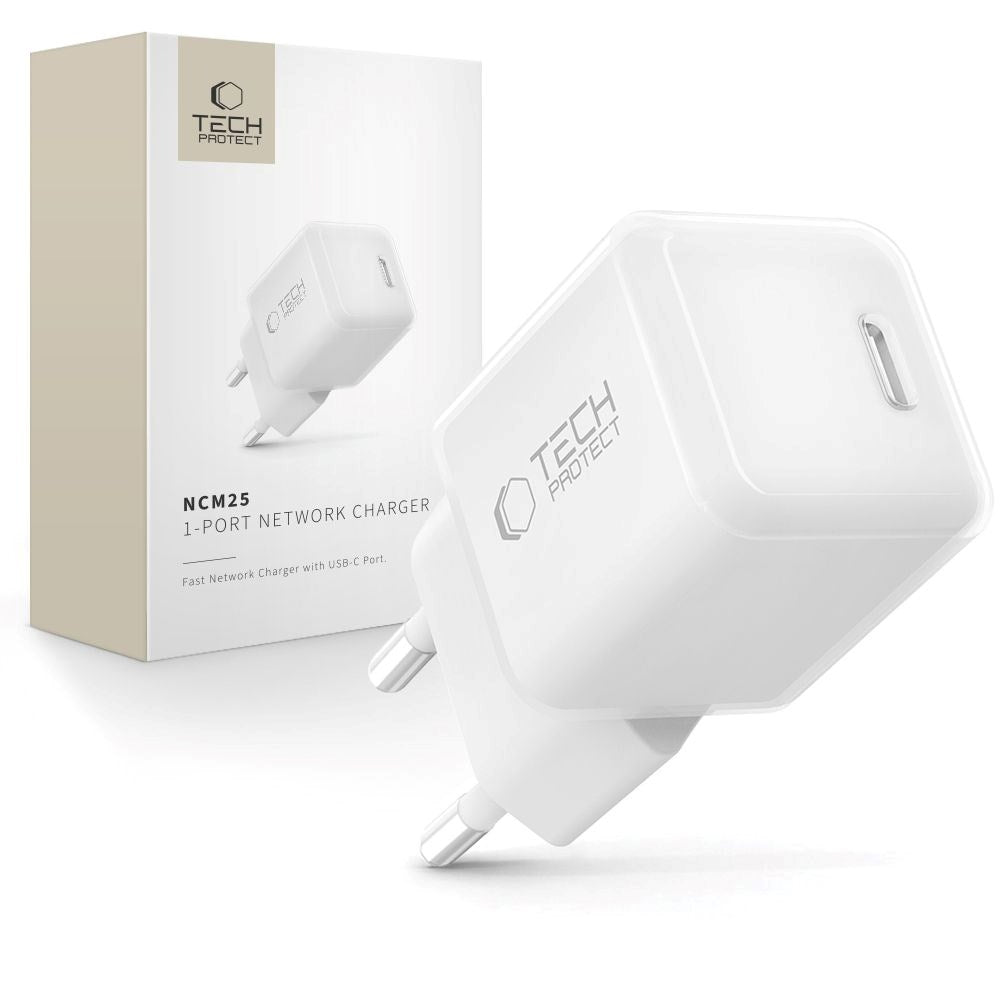 Tech-Protect NCM25 Vegglader med 25W - 1 x USB-C - Hvit