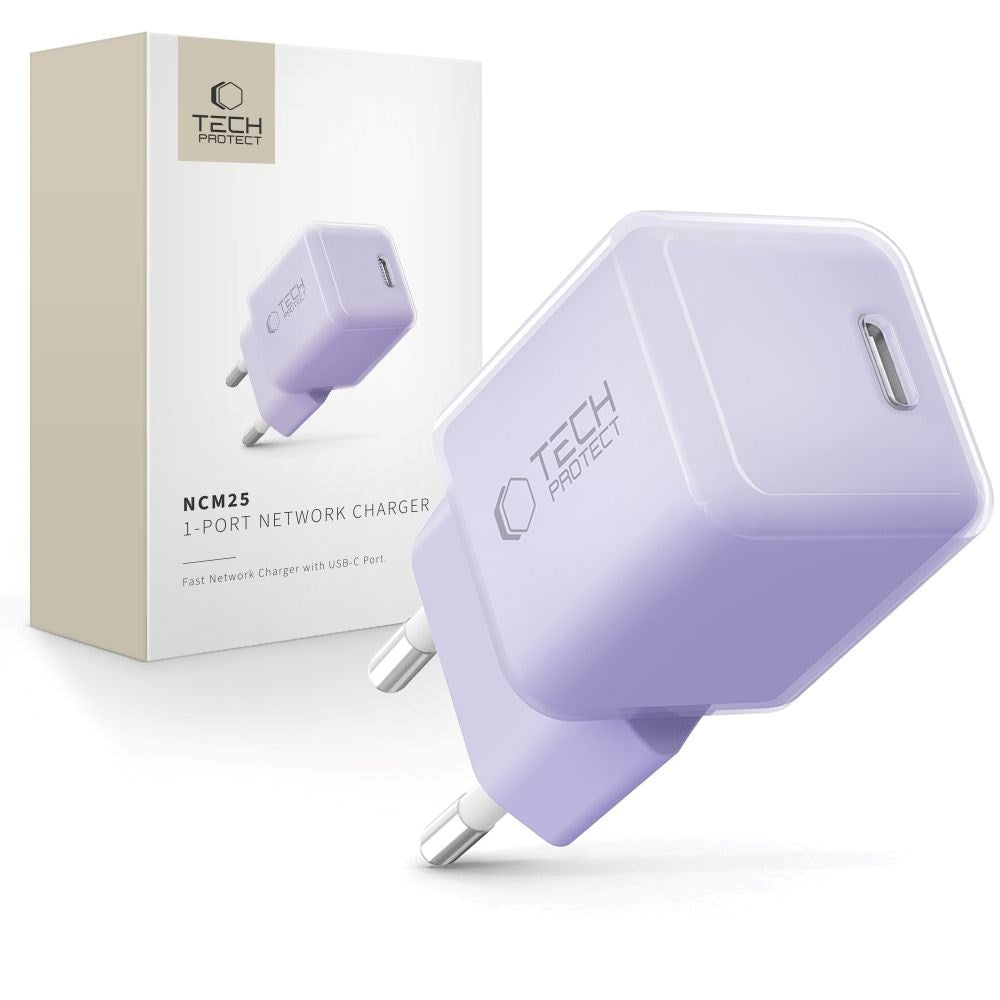 Tech-Protect NCM25 Vegglader med 25W - 1 x USB-C - Lilla