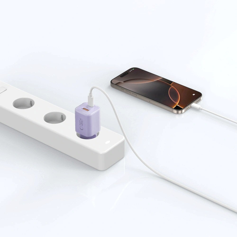 Tech-Protect 33W Vegglader m. 1x USB-A & 1x USB-C - Lilla