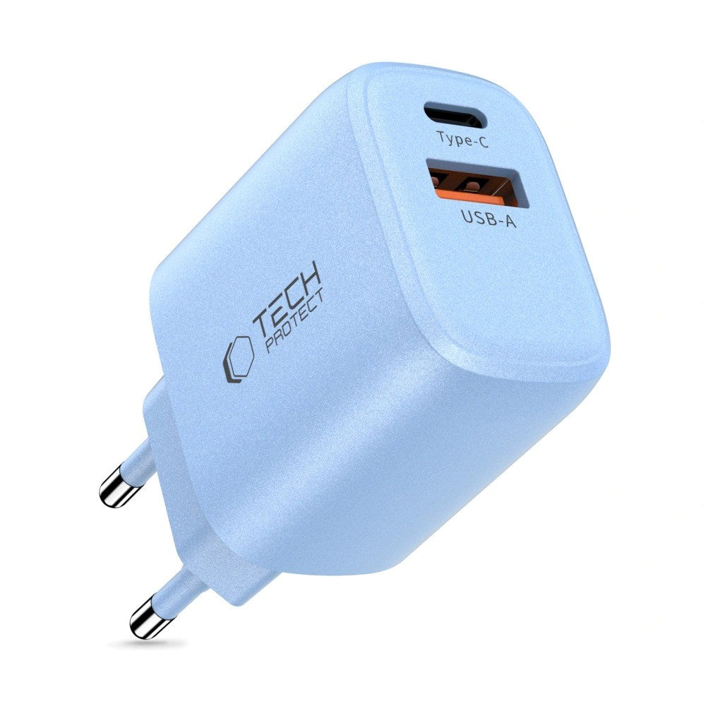 Tech-Protect NCA20 Vegglader med 20W - 1 x USB-A & 1 x USB-C - Blå