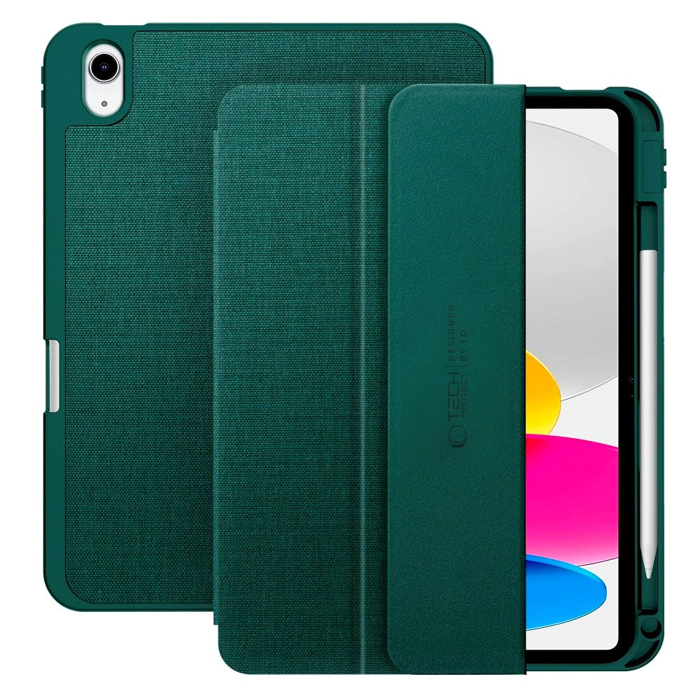 iPad 11" (2025) / 10.9" (2024 / 2022) Tech-Protect Canvas Flip Deksel m. Penn Holder - Grønn