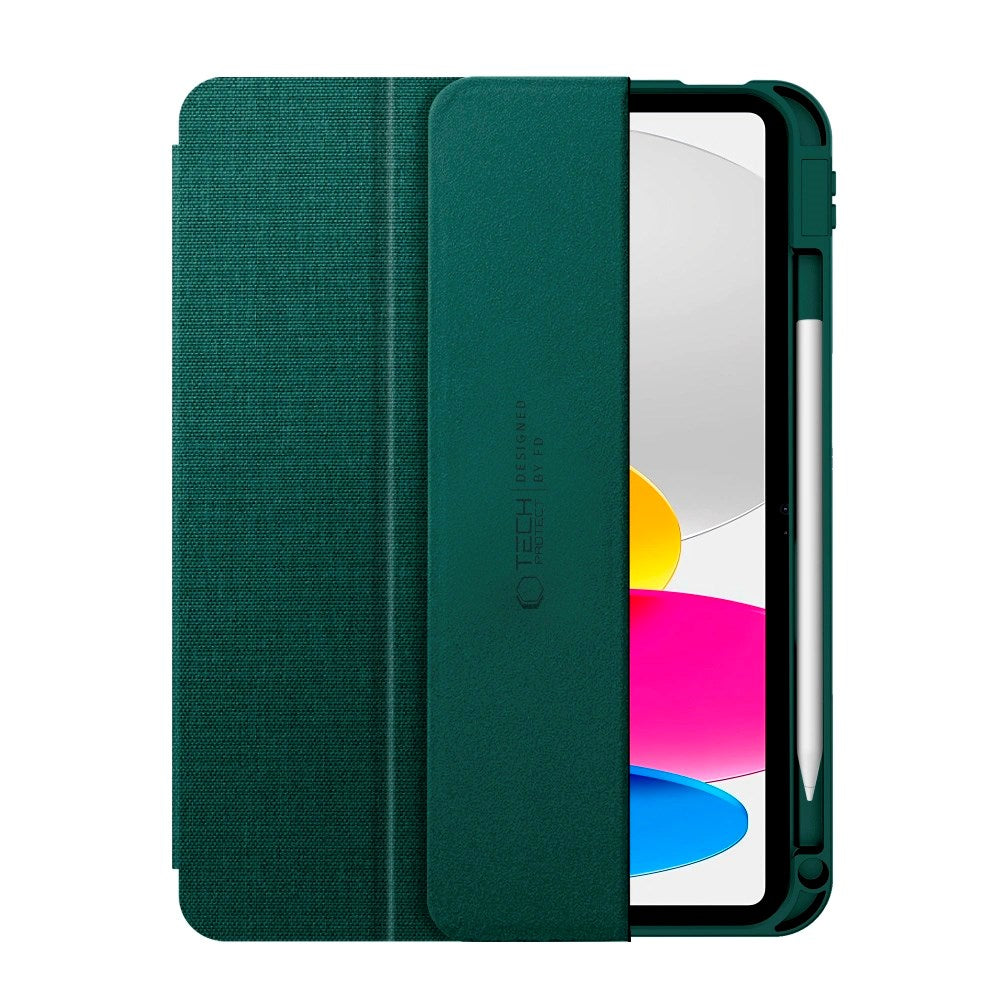 iPad 11" (2025) / 10.9" (2024 / 2022) Tech-Protect Canvas Flip Deksel m. Penn Holder - Grønn