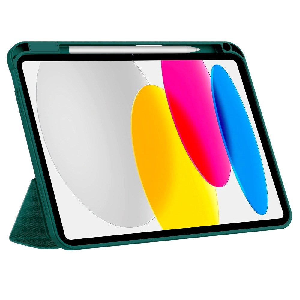 iPad 11" (2025) / 10.9" (2024 / 2022) Tech-Protect Canvas Flip Deksel m. Penn Holder - Grønn