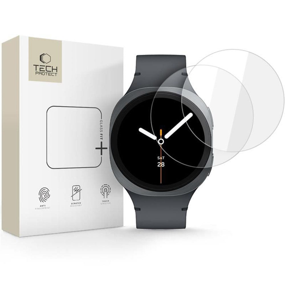 Samsung Galaxy Watch 8 / 9 (44mm) Tech-Protect Glass Fit+ Herdet Beskyttelsesglass - 2 stk - Gjennomsiktig