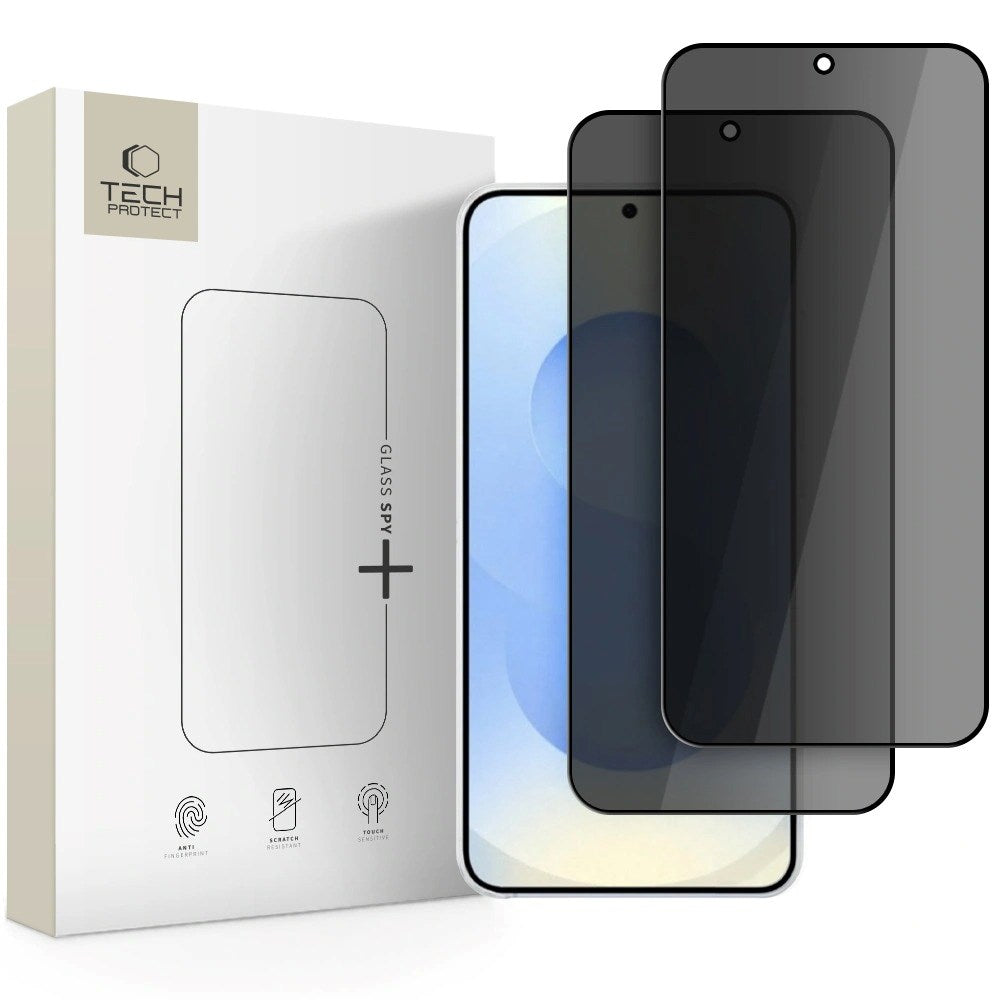 Samsung Galaxy S26 Tech-Protect Glass Spy+ Skjermbeskyttelsesglass - Privacy Funksjon - 2 stk. - Gjennomsiktig