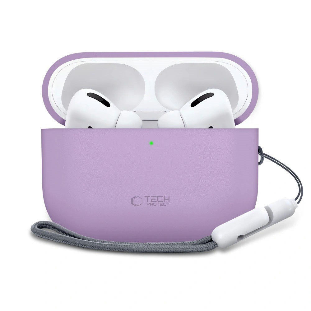 Apple AirPods Pro (3. Gen) Tech-Protect Silikondeksel med Stropp - Lilla