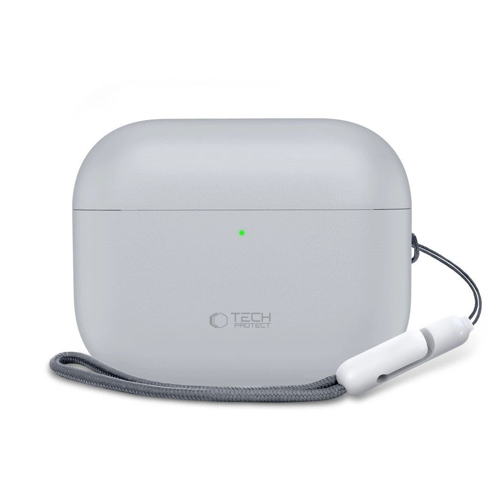 Apple AirPods Pro (3. Gen) Tech-Protect Silikondeksel med Stropp - Grå