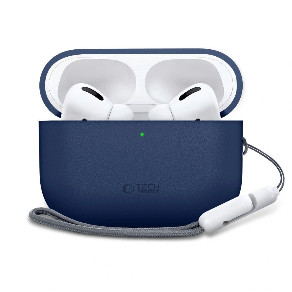 Apple AirPods Pro (3. Gen) Tech-Protect Silikondeksel med Stropp - Mørk Blå