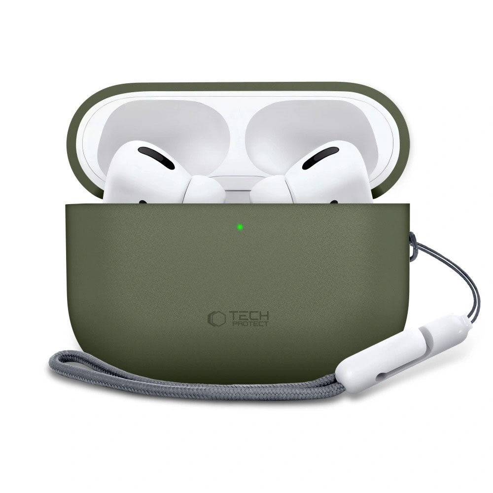 Apple AirPods Pro (3. Gen) Tech-Protect Silikondeksel med Stropp - Olivengrønn