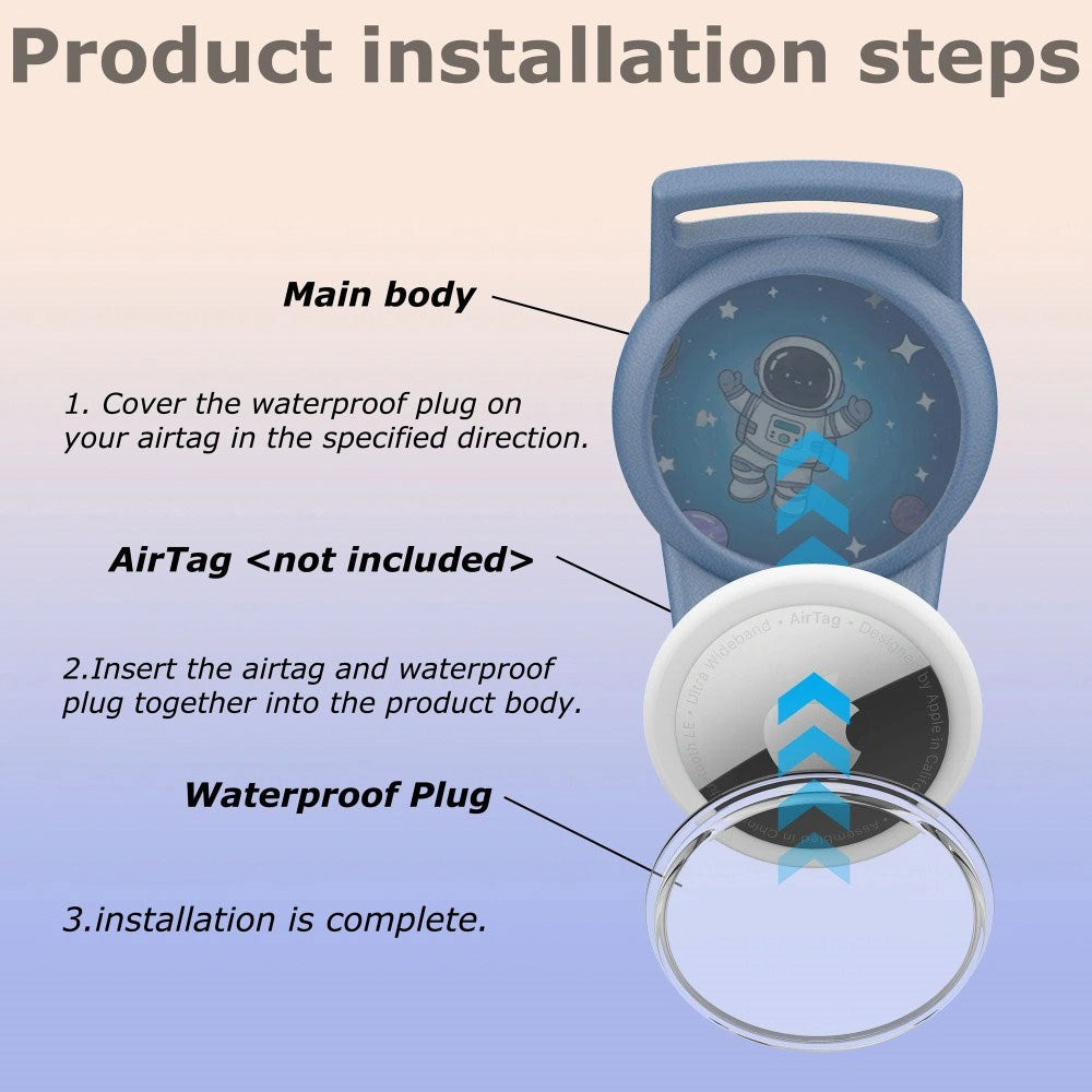 Tech-Protect Nylon - Apple AirTag 1. & 2. Gen.-stropp for Barn - Blå / Astronaut